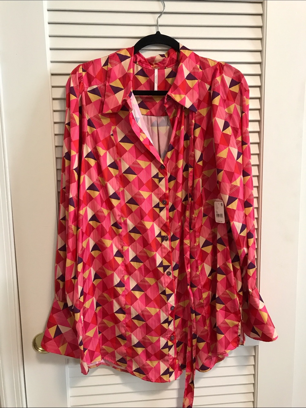 NWT Free People Geometric Blouse Tunic with Belt - XLg